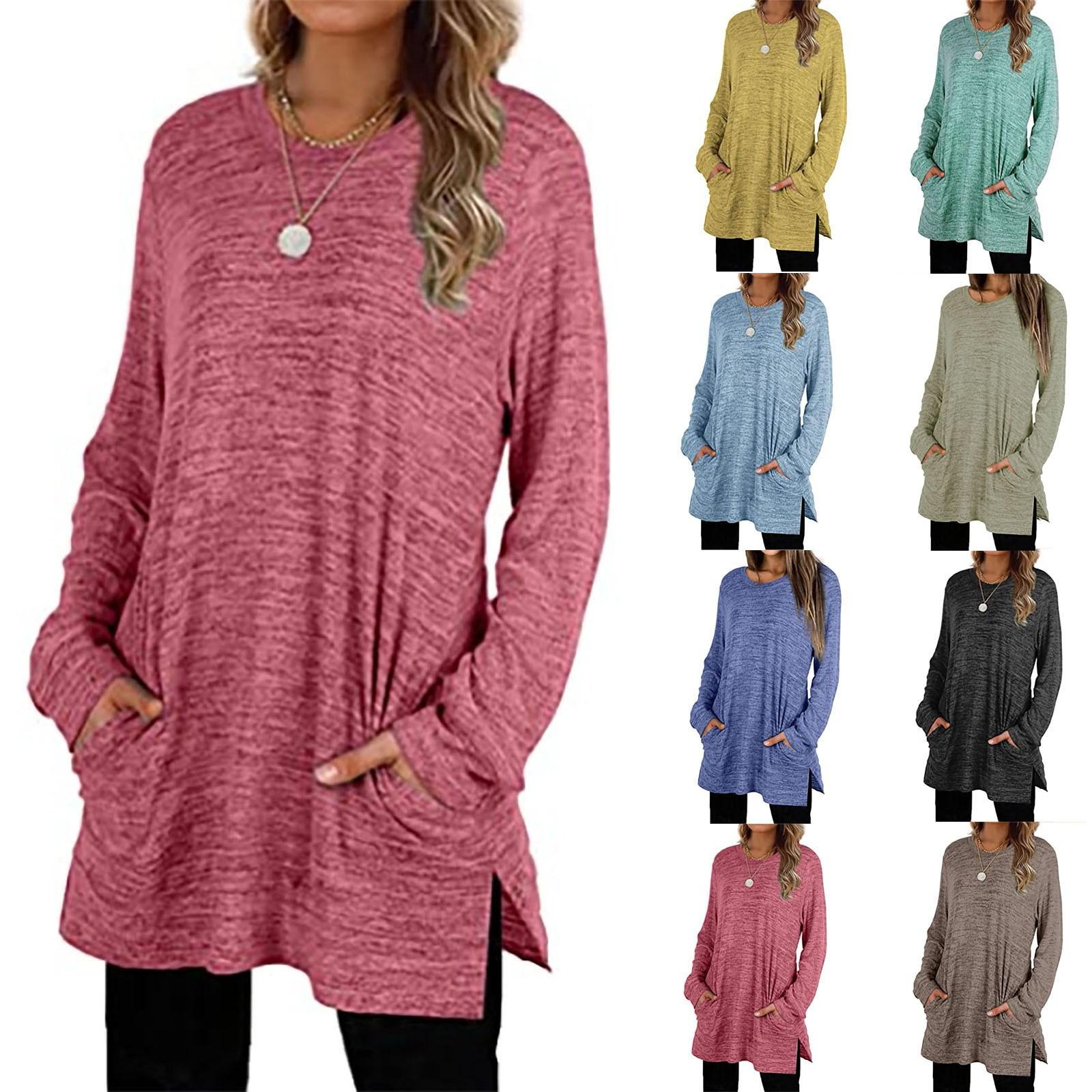 

Мода Случайные женщины Круглый Шея Длинные рукава Карманные Топы Loose Sweatshirt