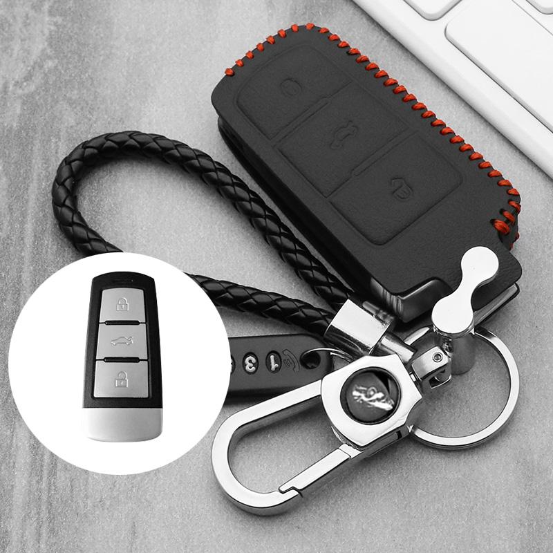 Leather Car Key Case For Vw Golf 5 7 Bora Mk6 7 Jetta Polo Passat B5 B6 B8 Skoda Octavia A5 Fabia Seat Ibiza Leon Smart Key Case