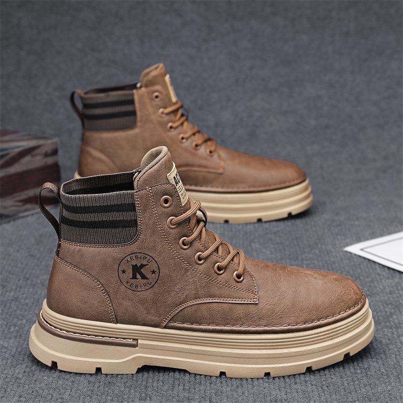 Martin Boots Men's High-top Autumn Black Construction Site Labor Insurance Tooling Boots Men's Outdoor Combat Training Mountaineering Boots Thick-sole