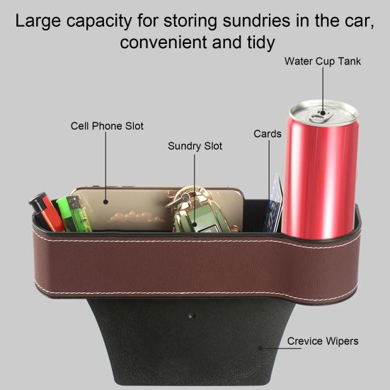 Car Seat Gap Filler Organizer Faux Leather Storage Box with Phone Slot Sunglasses Compartment RFID Protection Non-Slip Silicone Universal Car