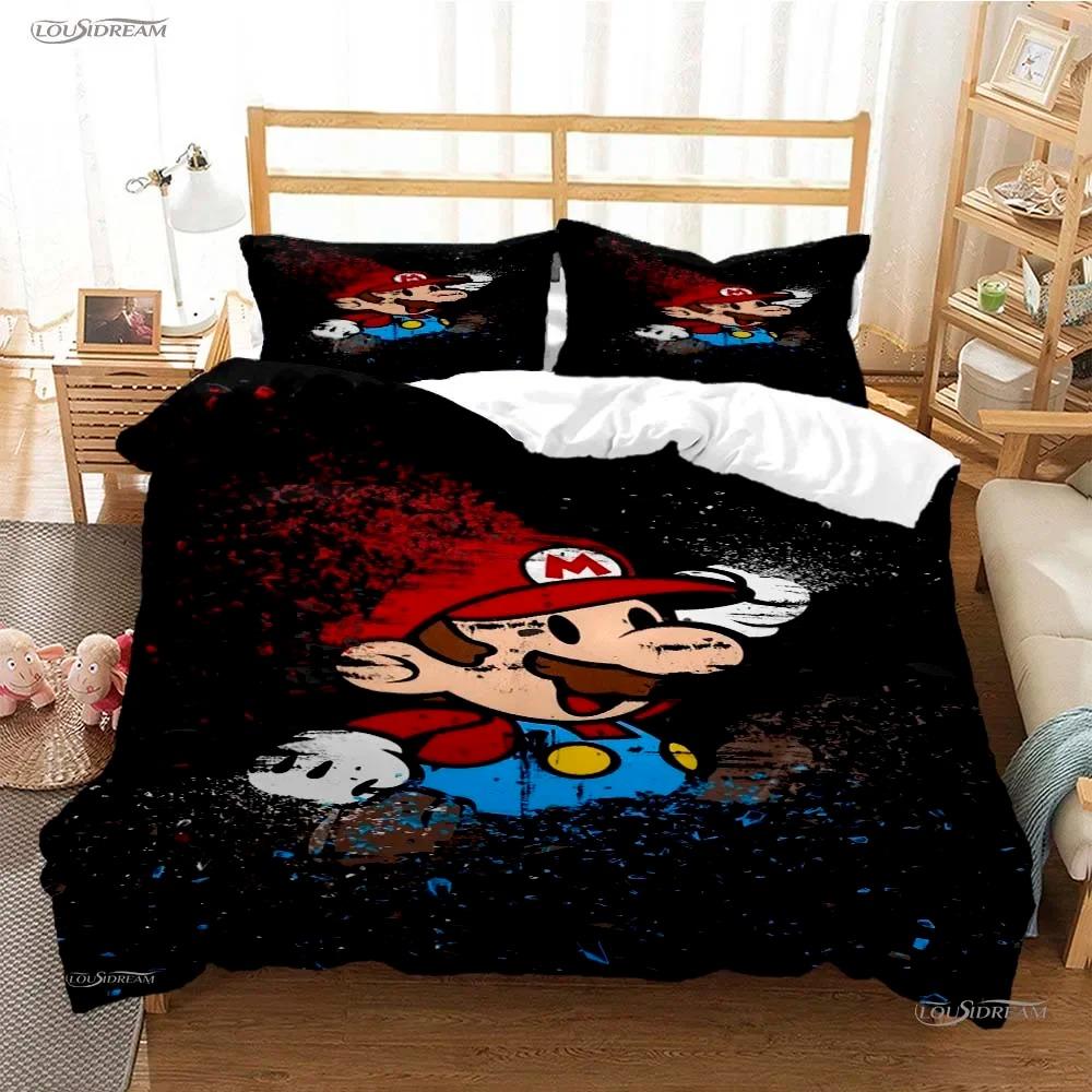 Super Mario Duvet Cover Set Comfortable and Warm Bedding Set for Decorating Your Bedroom and Enhancing Home Life for Teens Gifts