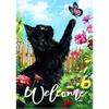 Welcome Black Cat And Butterfly Garden Flag - Double Sided, Polyester, Multifunctional Outdoor Decorative Flag - No Electricity Required - Washable Fa
