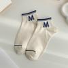 Striped socks for women, low-top ship socks, breathable navy style sports cotton socks, spring and autumn short-sleeved women's socks