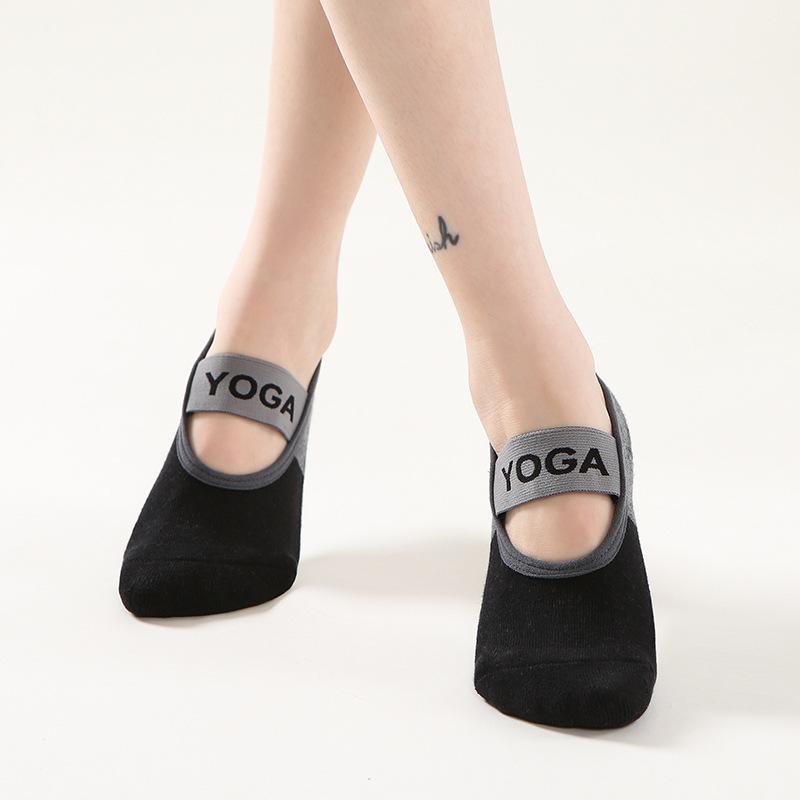 Professional Women Anti-slip Yoga Socks Backless Bandage Pilates Socks Ladies Ballet Dance Fitness Slipper Cotton Sports Socks