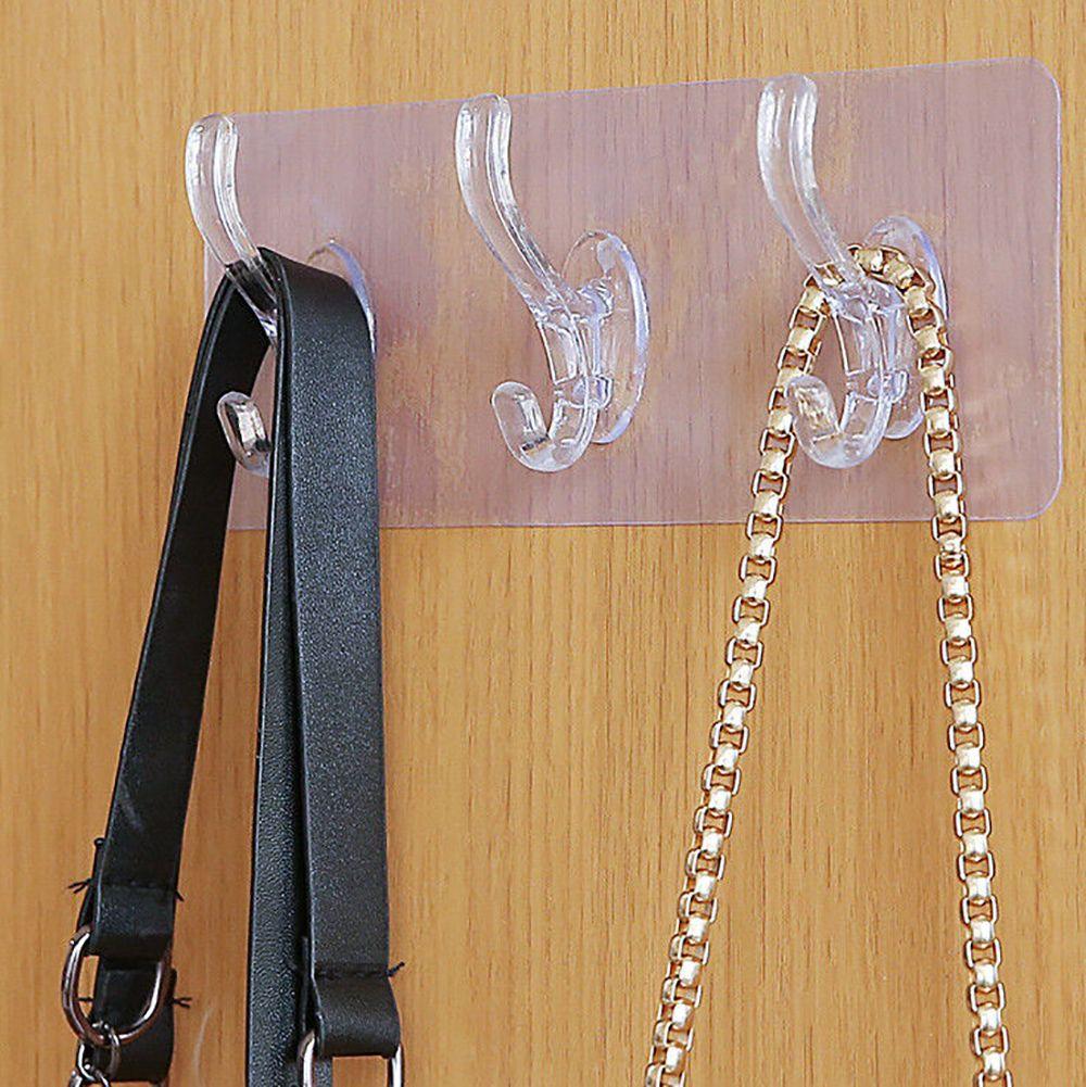 Autohesion for Bathroom,Kitchen Transparent Storage Rack Wall Hooks Clothes Hanger Key Holder