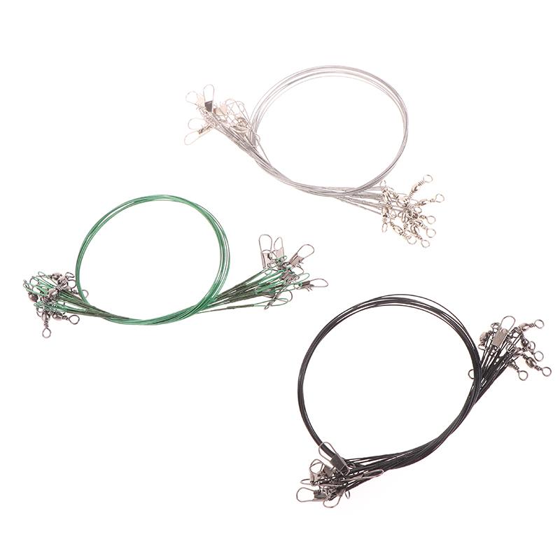 10Pcs 10/15/20/25/30Cm Anti-Bite Steel Wire Leash Lure Fishhook Line Trace Wire Leader With Swivel Fishing Lure Accessories