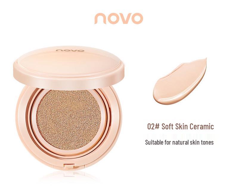 NOVO Velvet Mist Long-Lasting Lightweight Cushion Foundation for Students - Natural Concealing Makeup
