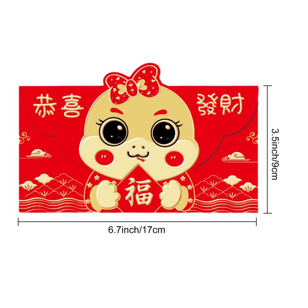 6Pcs  Red Envelopes Chinese New Year Lucky Money Pockets Snake Red Envelopes 2025 Chinese Spring Festival Red Pocket Hong Bao