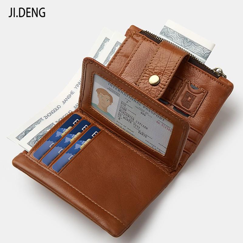 Real Leather Men's Wallet Large Capacity Head Layer Cow Pickup Bag Retro Coin Purse Multi Card Slot Short Vertical