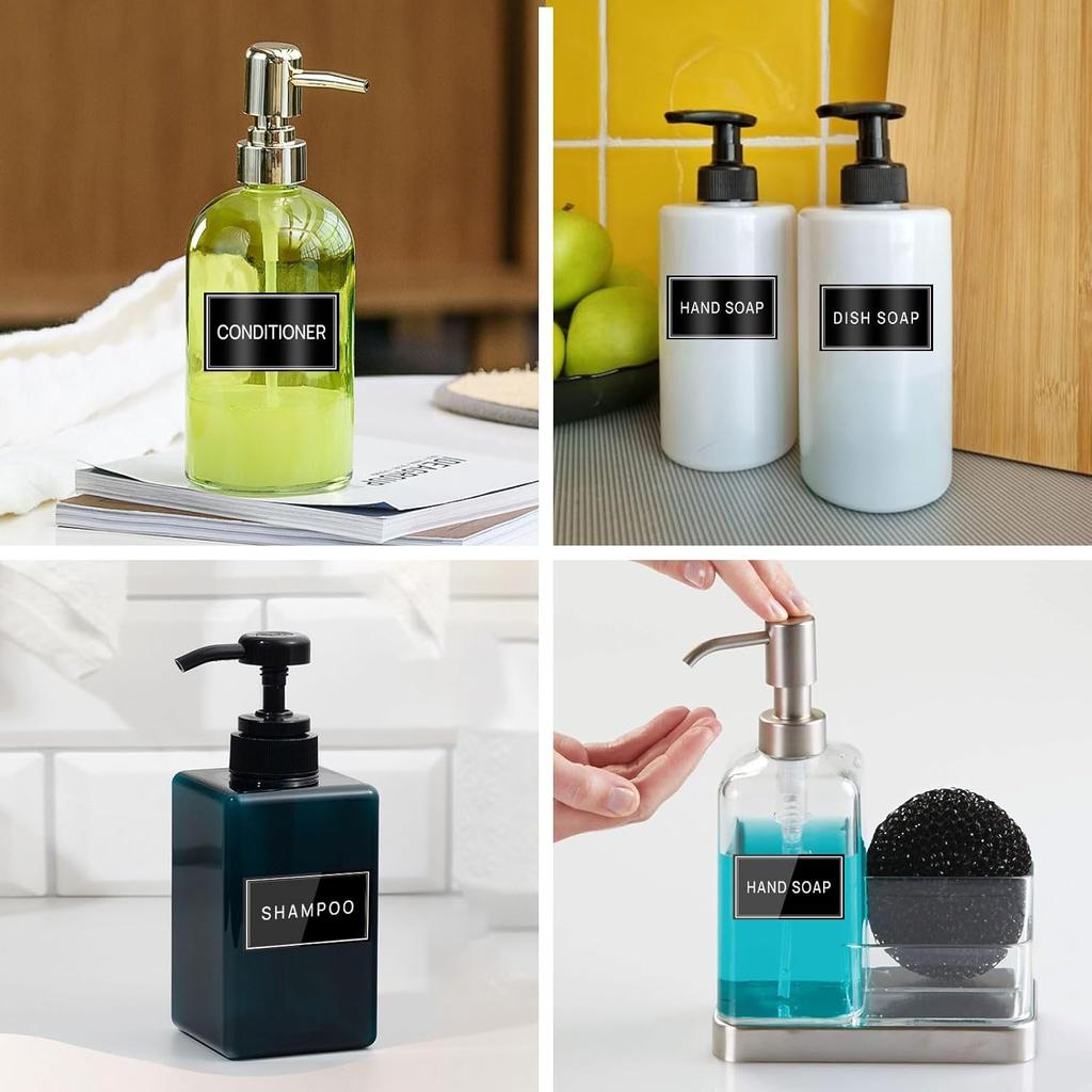 36PCS Bathroom Organizing Labels - Preprinted Waterproof Organization Labels for Glass Plastic Bottles, Hand Soap, Shampoo and Conditioner - Oil