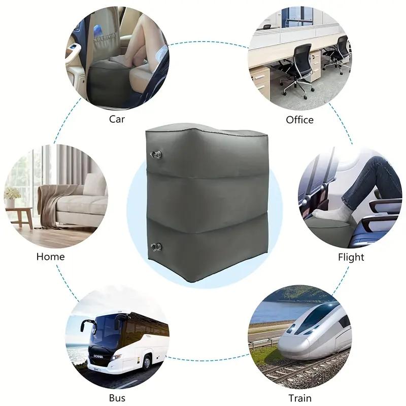 Aufblasbares Reise-Fußstützenkissen, Verstellbare 3-Schicht-Höhe, Tragbares Flugzeugbett, Weiche Beinstütze mit Ergonomischem Design