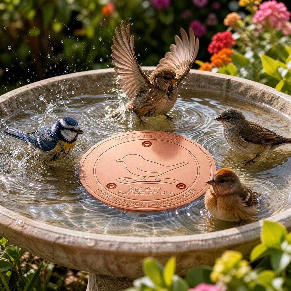 Copper Bird Bath Disk Round Feeder Tray Bird Bath Purification Disk  for Garden Patio Lawn Fountain
