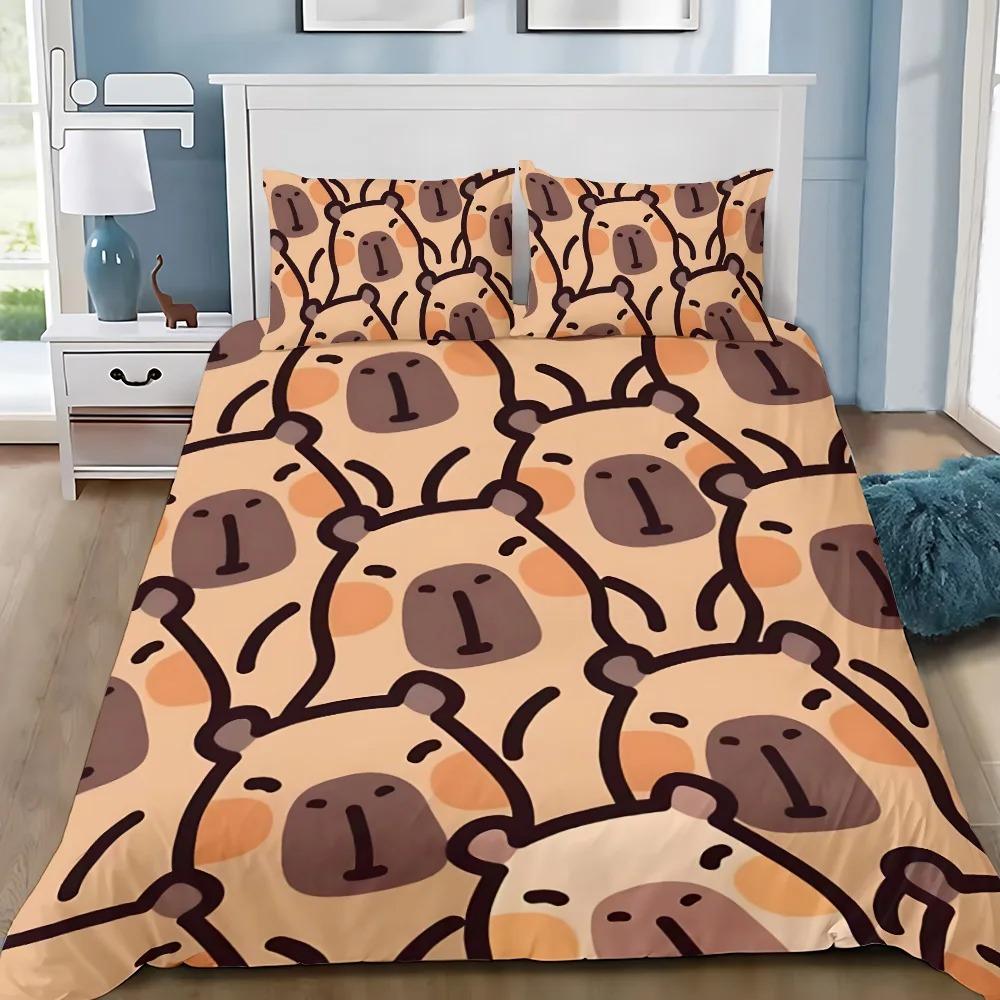 

Cute Capybara Duvet Cover Pillowcase Bedding Set Adult Boy Girl Bedroom Decoration Children Gift Single Double Large Size 70x133cm 2pcs