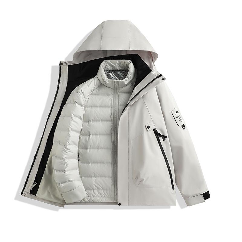 Men s 2025 White Duck Down Jacket: New Winter Style, Outdoor Windproof & Cold Protection, 3-in-1 Design L