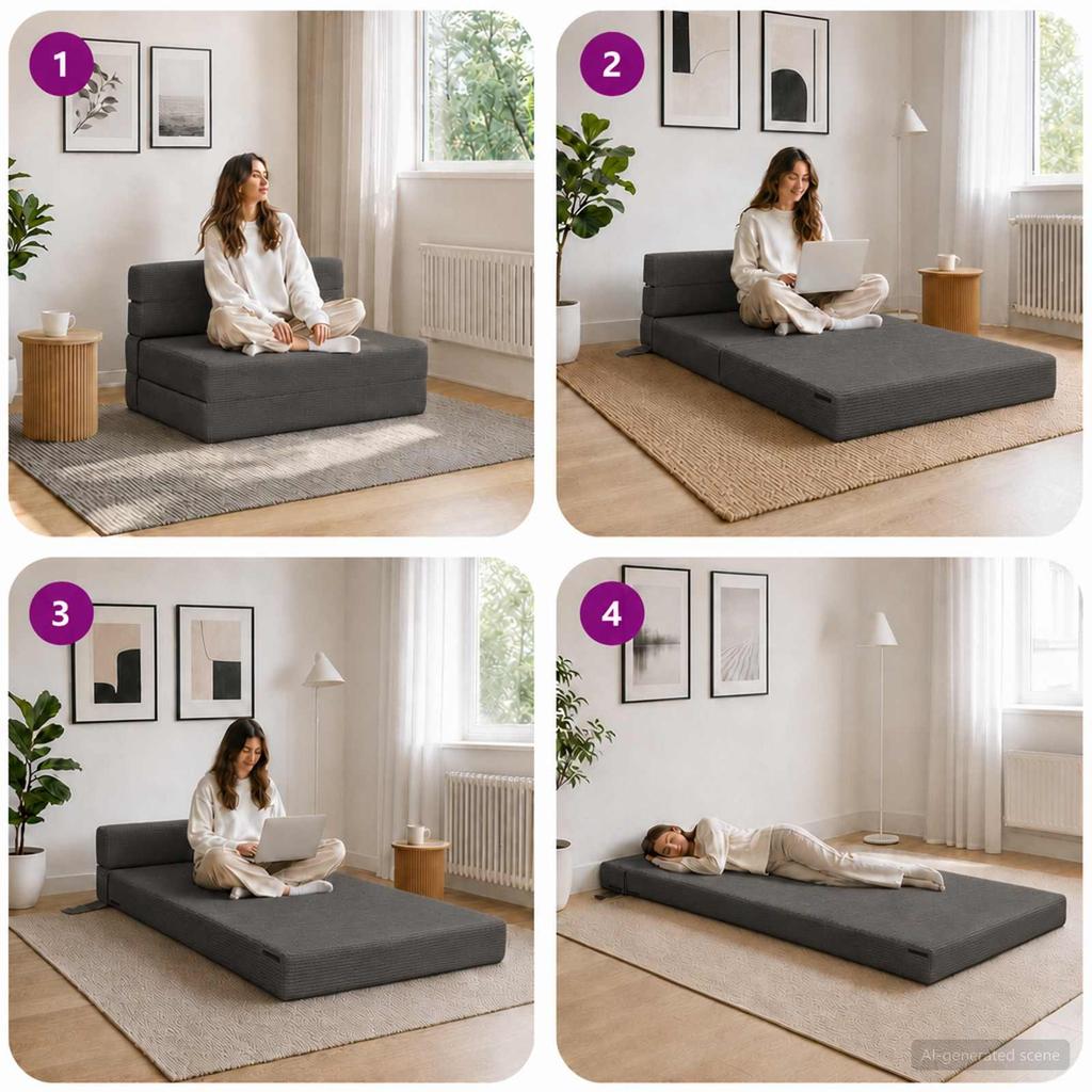 Folding Sofa Bed Dark Grey 70 x 72 x 60 cm Fabric