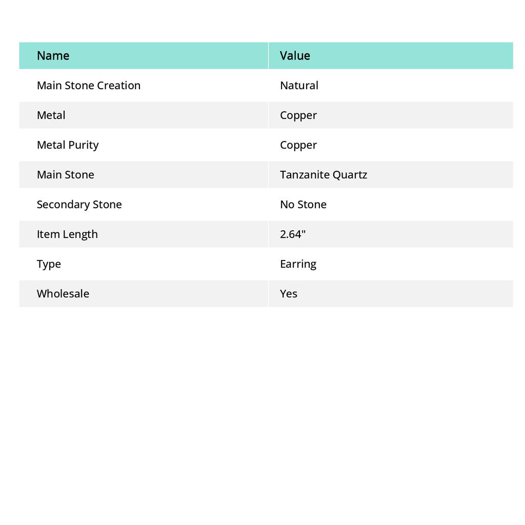 Natural Tanzanite Quartz Gemstone Copper Wire Wrap Jewelry Earring 2.64" V7B44