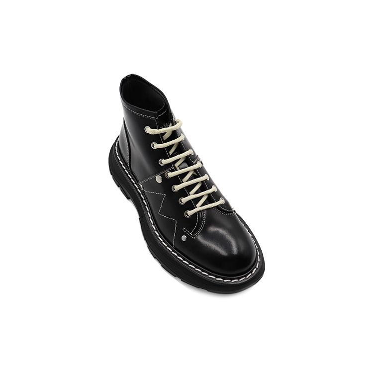 (WMNS) Alexander McQueen Tread Lace Up Boot 'Black Silver' Women's 595469WHQSG1090