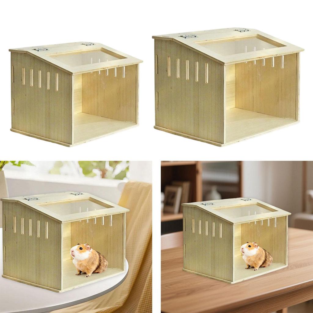 Wooden Hamster Cage with Ventilation Window Small Animal Habitat Brooder Box for Guinea Pig Chick Birds