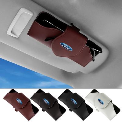 1pcs PU Leather Car Sun Visor Glasses Holder Glasses Storage Case For Focus Mk3 Fiesta Fusion STRACING Mustang Transit Kuga