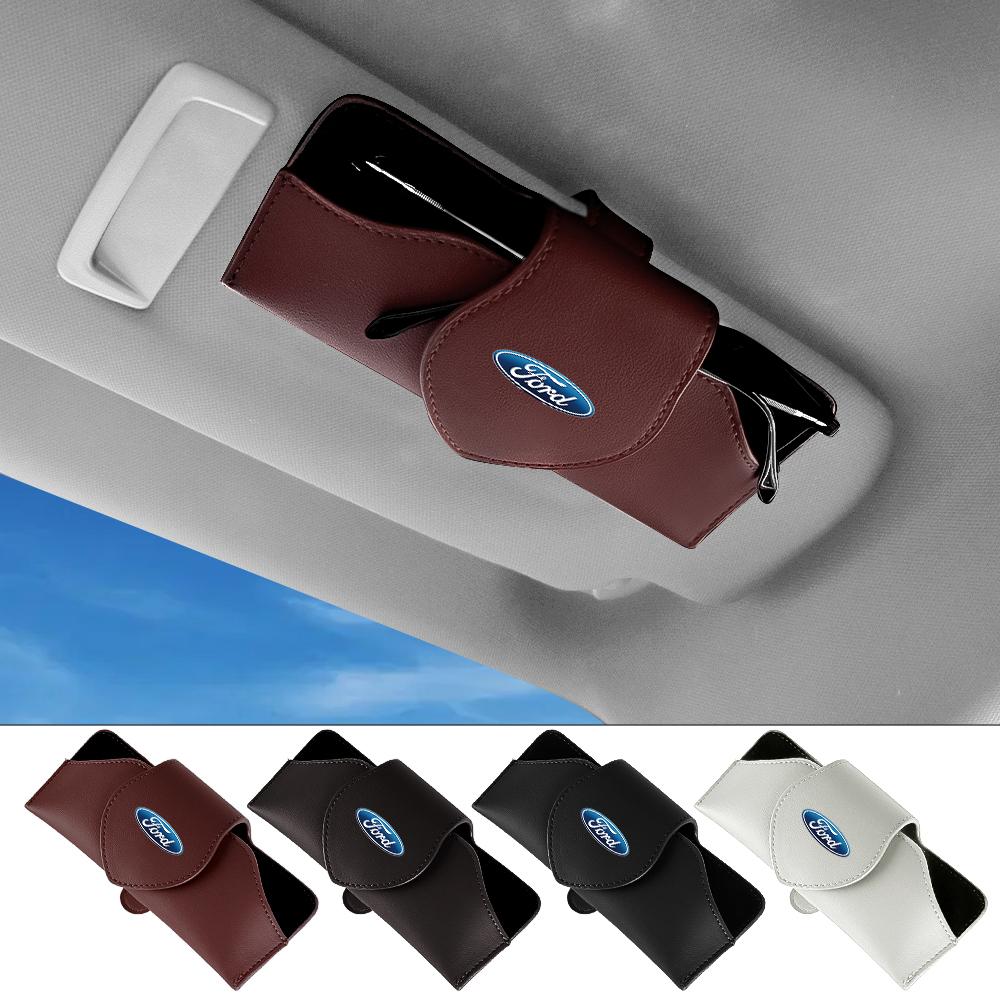 1pcs PU Leather Car Sun Visor Glasses Holder Glasses Storage Case For Ford Focus mk3 Fiesta Fusion STRACING Mustang Transit Kuga