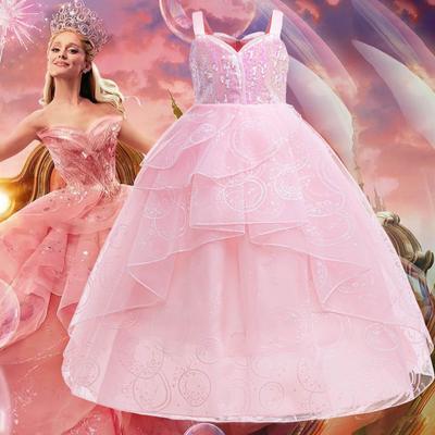 Enchanted Glinda Pink Dress - Witch Cosplay, Wedding, Evening Gown, Kids' Performance Costume