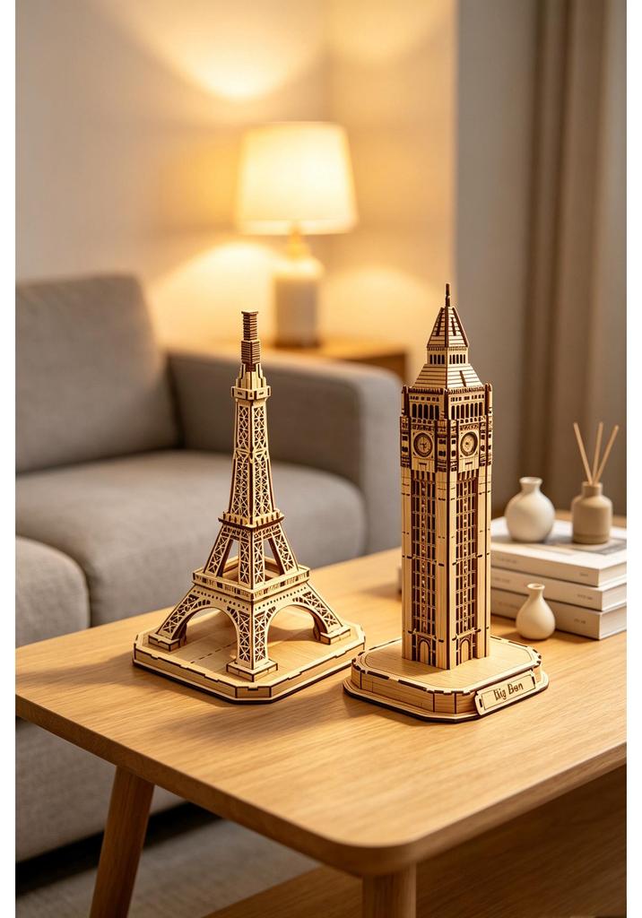 Handmade 3D Wooden Eiffel Tower Puzzle Ornament