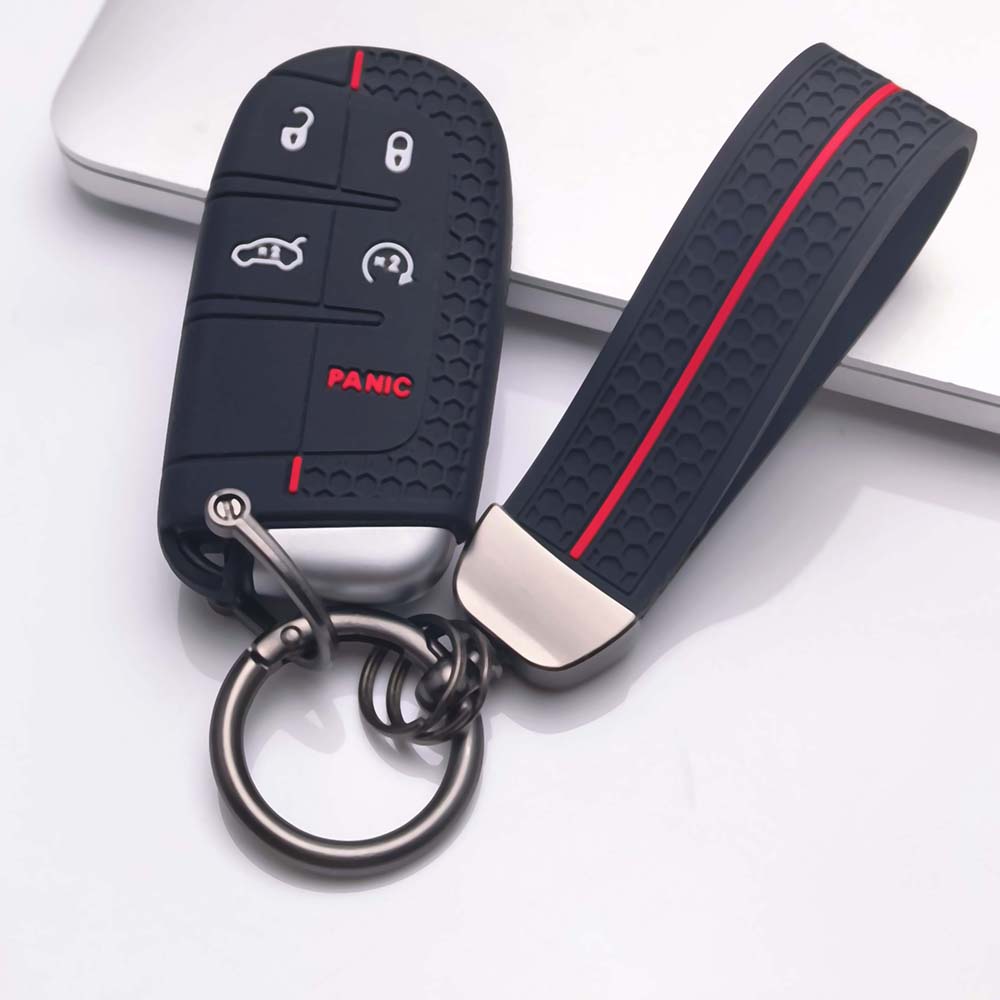 Key Cover for Jeep cherokee challenger charger durango grand journey 300 pacifica with Keychain Anti-Scratch Guard Shockproof Protection