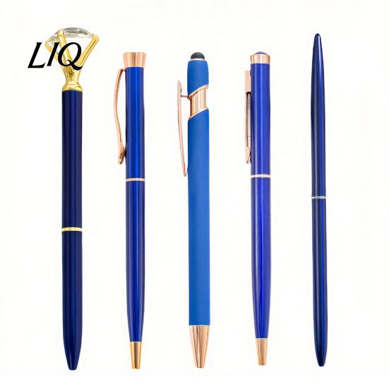 Shining Pearl Diamond Pen 5PCS Metal Ballpoint Pens, with Sparkling Rhinestone Decor, Elegant Top Smooth Press Mechanism Writing Pen, for Kids Adults