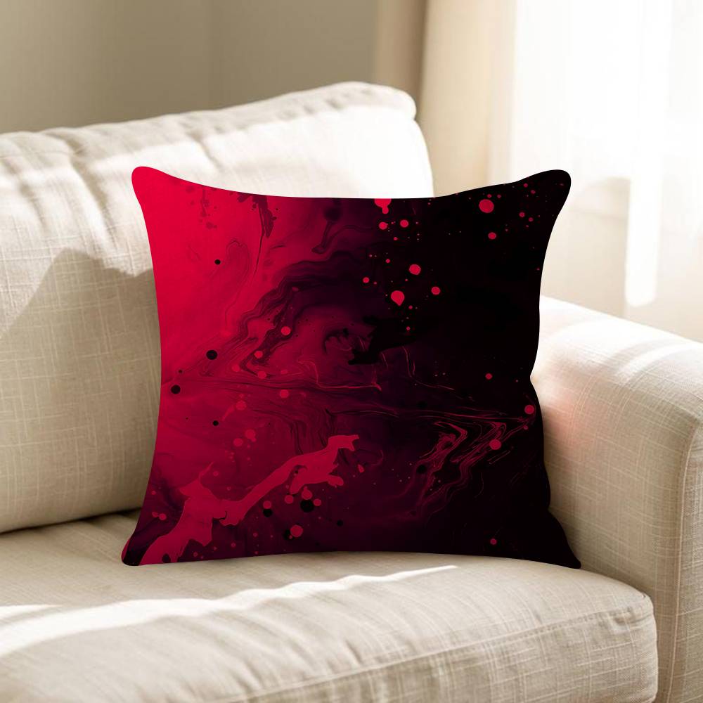 Federa per Cuscino Decorativa da Divano per Soggiorno Casa Decorazione Personalizzata Ripple Art Nero Rosso