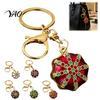 Decorative Purse Charms Rhinestone Ethnic Hat Keychain, Bling Octagonal Cap Car Key Bag Decoration Keychain Ring, Zinc Alloy Pendant for Backpacks and