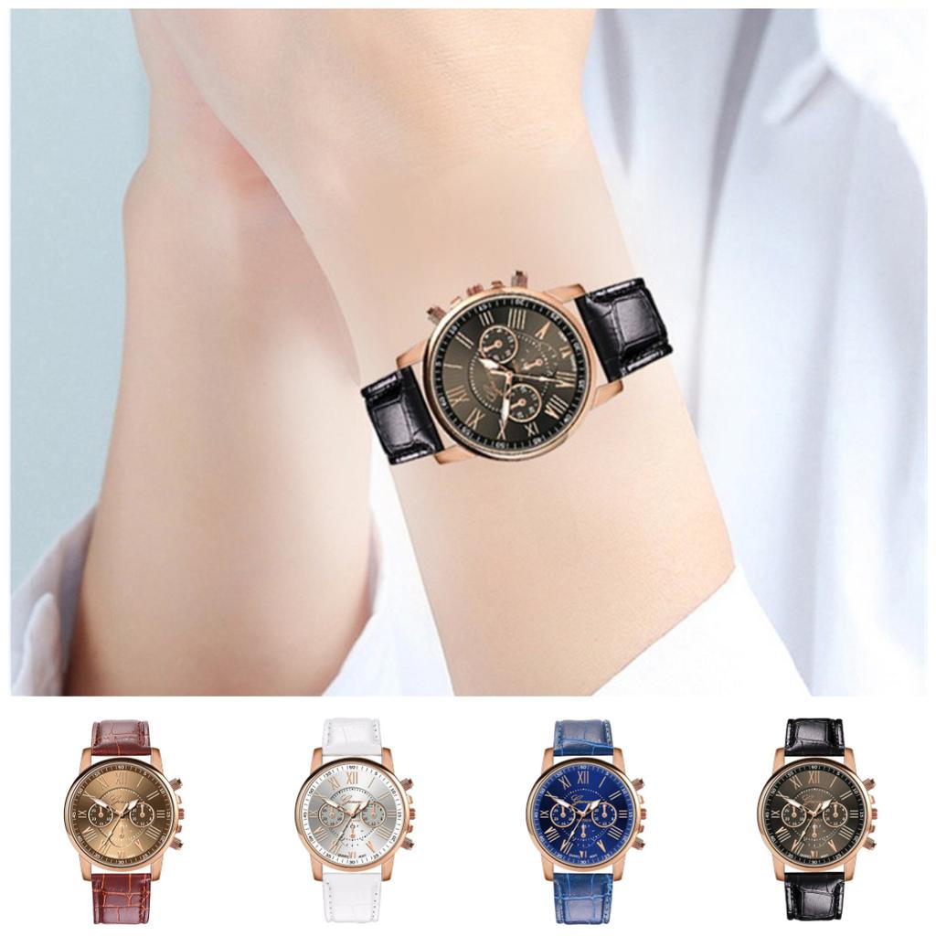 Women Leather Classic Quartz Watch Fashionable Wristwatch Accessory Gifts Girls