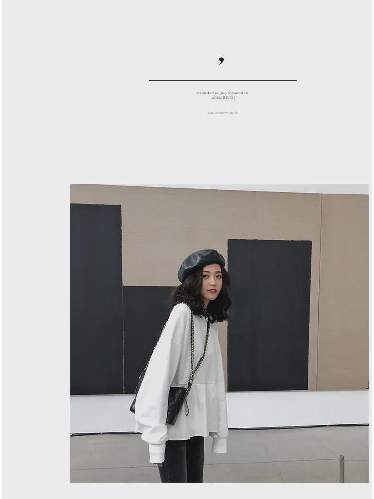 2023 Autumn Korean Women's Loose Casual Long-Sleeve Solid Color T-Shirt Sweater Trend