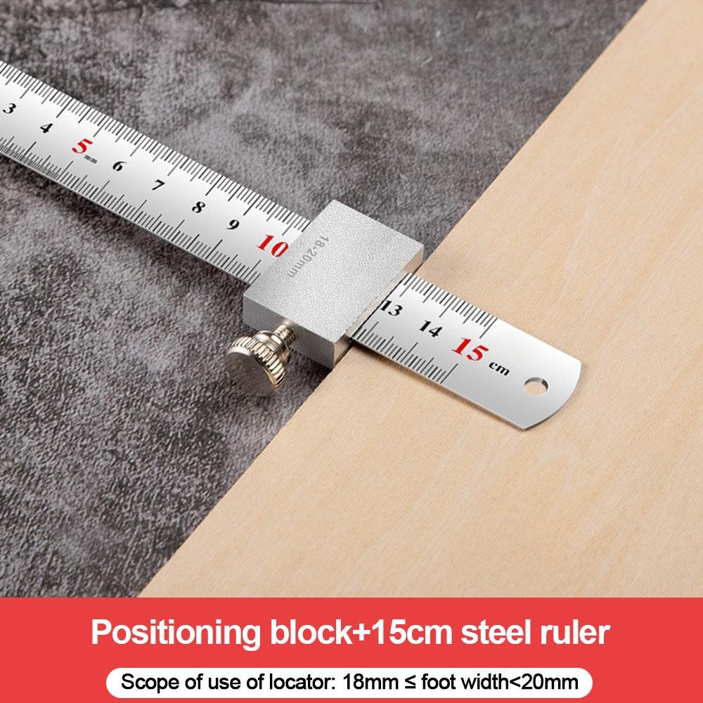 Accurate Positioning Marking Gauge Metal Straight Ruler Steel Ruler Slide Stop Carpentry Work