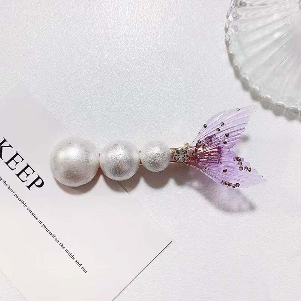 

Duckbill Mermaid Fishtail Hair Clip Shiny Ocean Fishtail Pearl Hairpin Fashion Hair Styling розовый