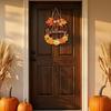 Maple Leaf Pumpkin Ornament Autumn Harvest Wooden Wreath Pendant, Front Door Hanging Ornaments with Hemp Rope, Natural Wood Seasonal Sign Pumpkins