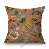 Pink Red Orange Beautiful Flower Pattern Wallpaper Art Design Sofa Decoration Pillow Case Cotton Linen Chair Cushion Cover