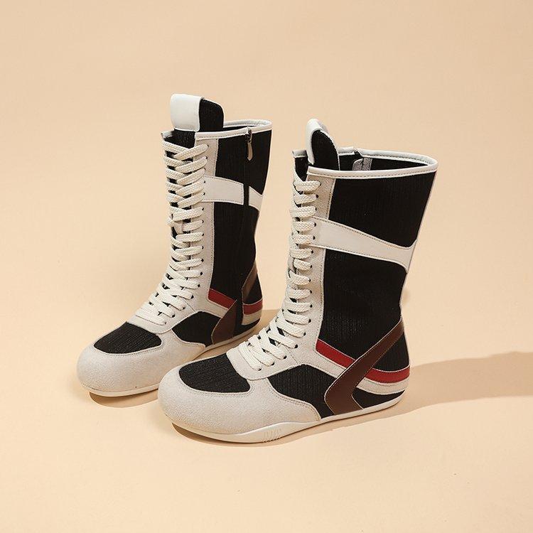 

Women s Soft Elastic Thick Sole Heightening Slip Cushioning Boxing Home Outdoor Arch Support Comfortable Stirrup Martin Boots 40 бежевий