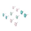 European & American Minimalist Geometric Zircon Stud Earrings - 5 Multicolor Pairs