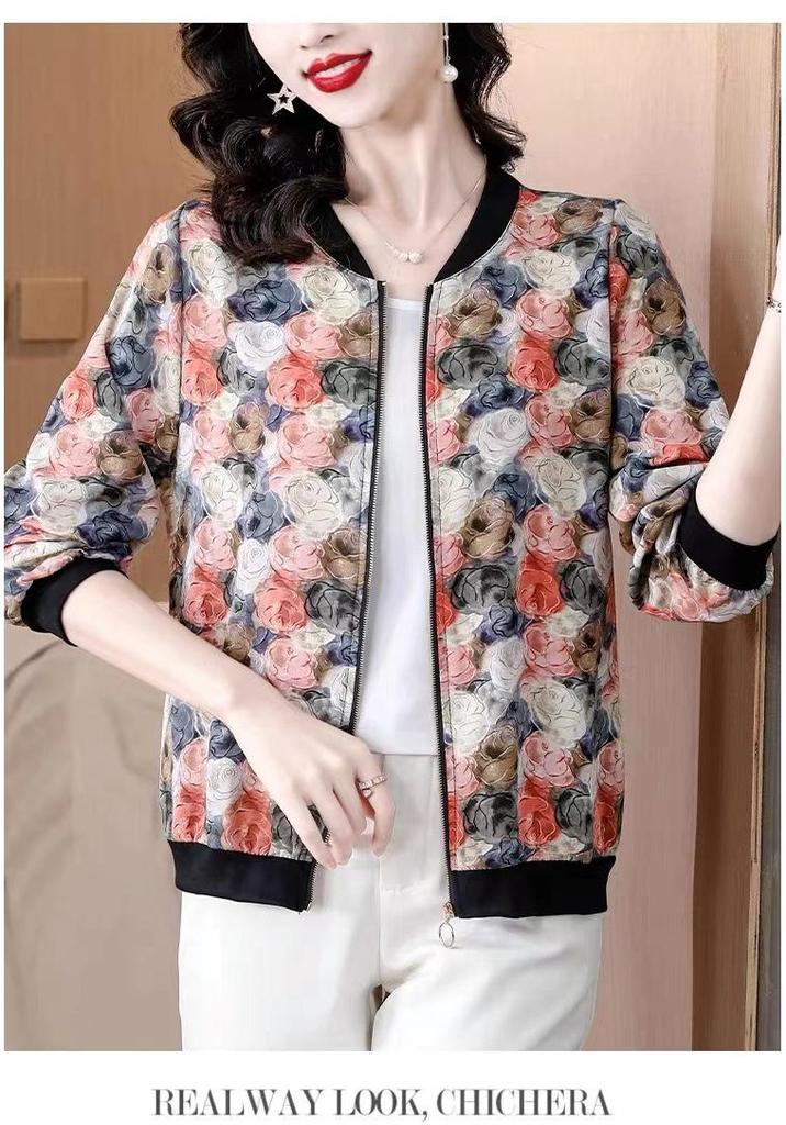 Women's Summer Chiffon Cardigan: Lightweight, Sun Protection, Petite, Age-Reducing, Easy To Match, Printed Design, Baseball Style.