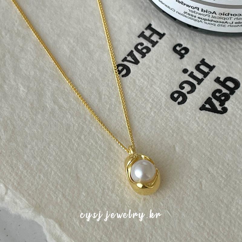 

Ожерелье из серебра 925 пробы с жемчугом-горошком - Корейский стиль, цепочка на ключицу для женщин 925 Silver золотой