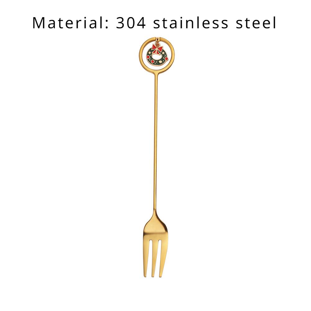 HANYANG Stainless Steel Christmas Dessert Spoon and Fork Gift Set Fruit Fork Father Christmas Coffee Spoon Hotel Household Tableware
