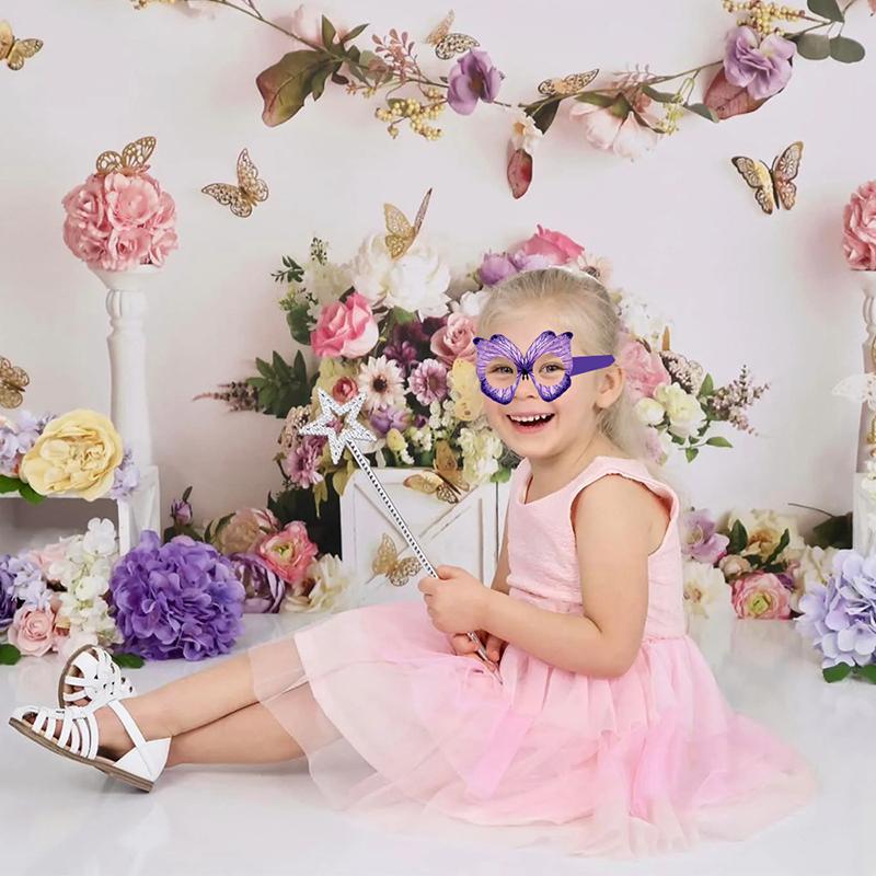 12Pcs Butterfly Paper Glasses Spring Butterfly Party Decoration Butterfly Glasses Frame Photos Props Birthday Party Gifts