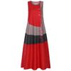 New Women's Retro V-Neck Sleeveless Printed Summer Dress with Pockets, Style 9333