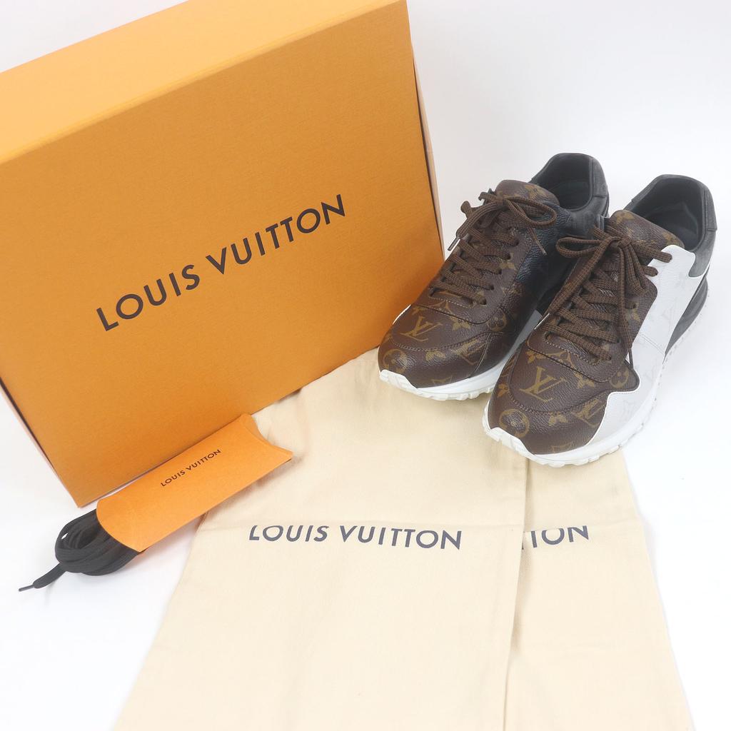 Ausgezeichnete LOUIS VUITTON Low-Cut-Sneaker LV Runaway Linie Weiß braun schwarz Leder Herren 7 Gebraucht