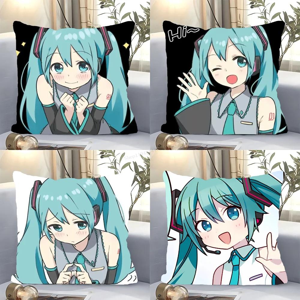 1Pc H-Hatsunes M-Miku Pillow Case Square Bedroom Sofa Leisure Comfort Cushion Car Living Room Home Decoration