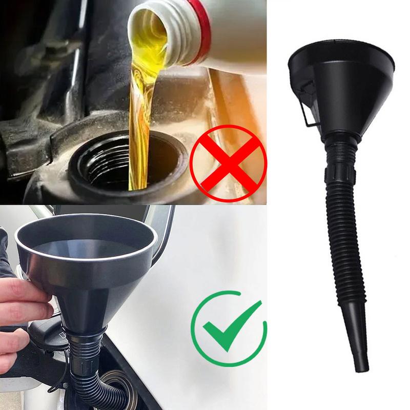 1pc Auto Motorcycle Accessories Car Detachable Engine Refueling Funnel With Filter 130mm Scalable Long Mouth Gasoline Oil Funnel