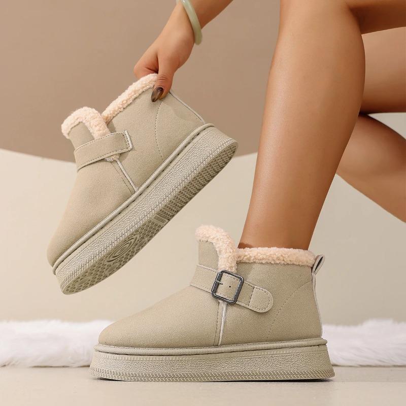 Women Snow Boots Winter Fur Fluffy Cotton Shoes Fashion Suede Casual Ankle Boot Outdoor Non Slip Platform Boot Winter Lady Boots