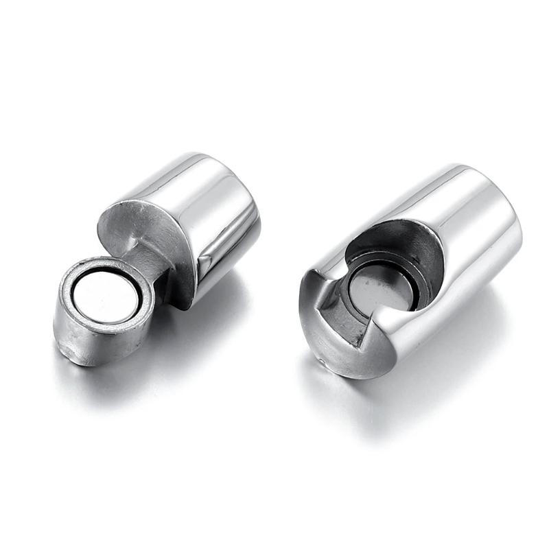 Stainless Steel Magnet Buckle 6mm 8mm Hole Magnetic Clasp for Leather Cord Reliable Connector for DIY Jewelry Projects
