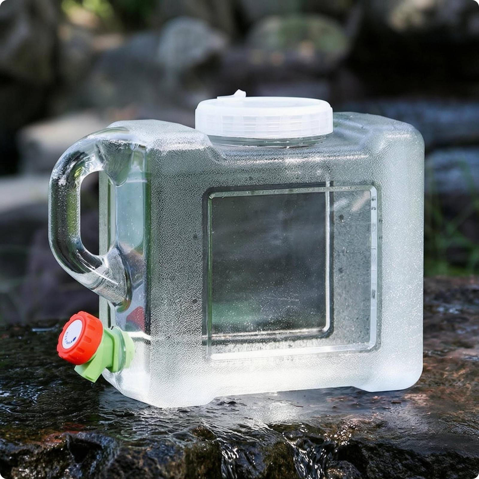 5 L Water Bucket Builtin Faucet Transparent PC Gallon Dispenser for Home Kitchen,