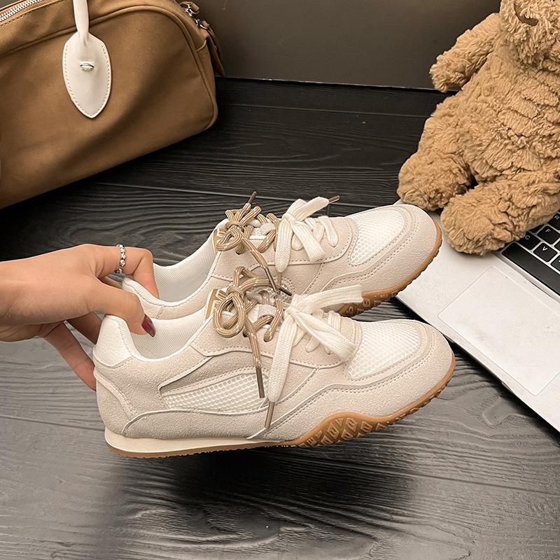 Ugly cute casual lace-up flat-soled Forrest Gump shoes 2025 spring new comfortable and breathable casual sports dad German training shoes